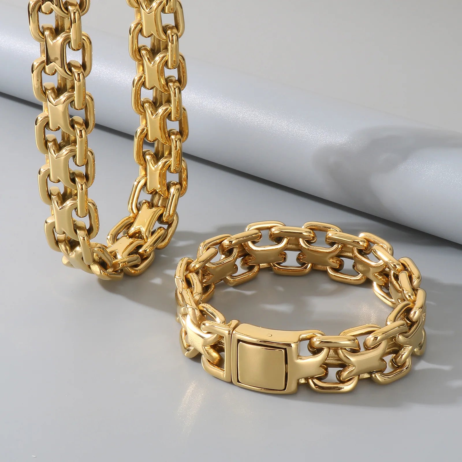 20mm Vintage Cast Handmade Chain Bracelet & Necklace For Men - Stainless Steel 316L - KS216369-KJX