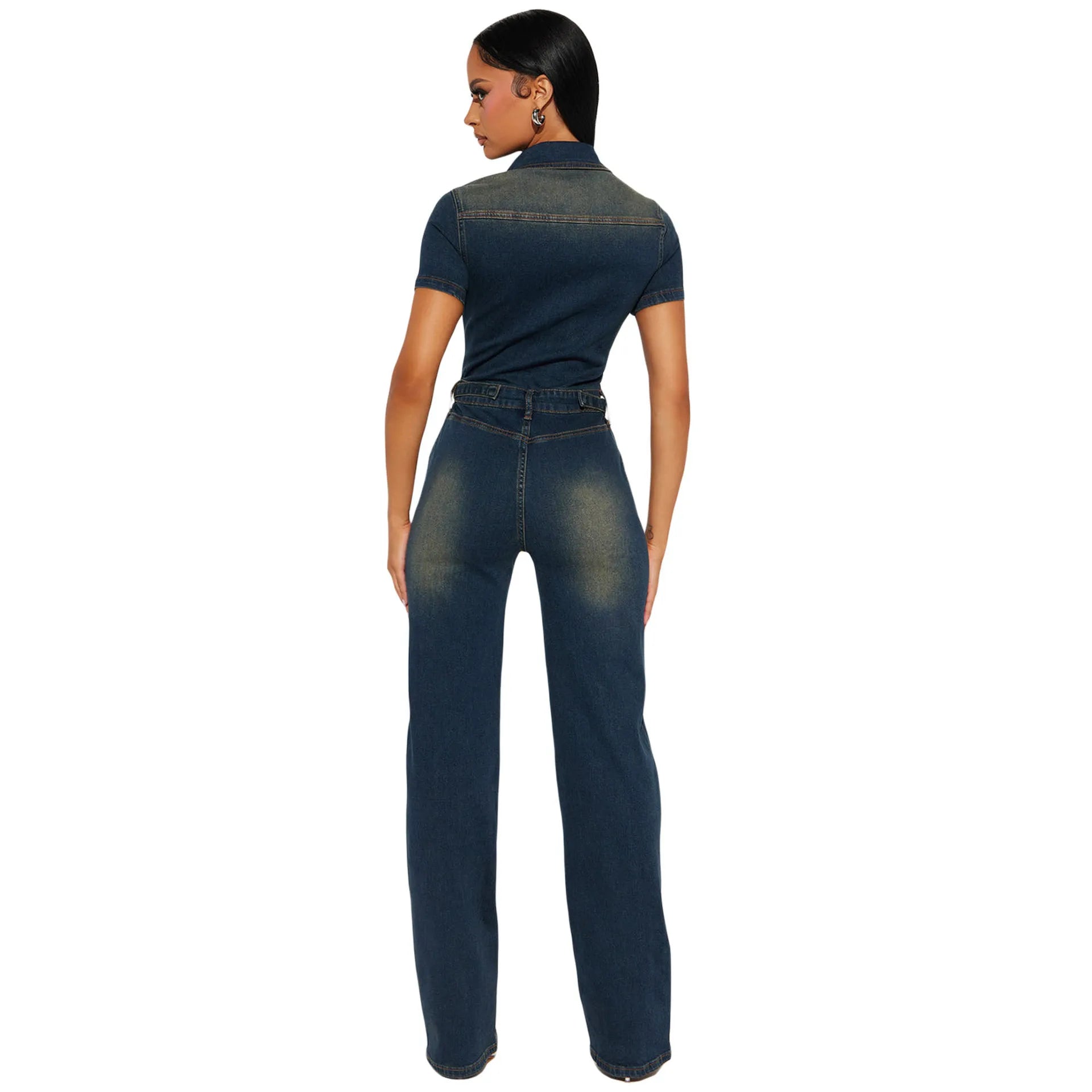 Demin Overalls Jumpsuits Women One Piece Mom Jeans Long Pants Short Sleeve High Waist Rompers Y2k Streetwear Casual Party