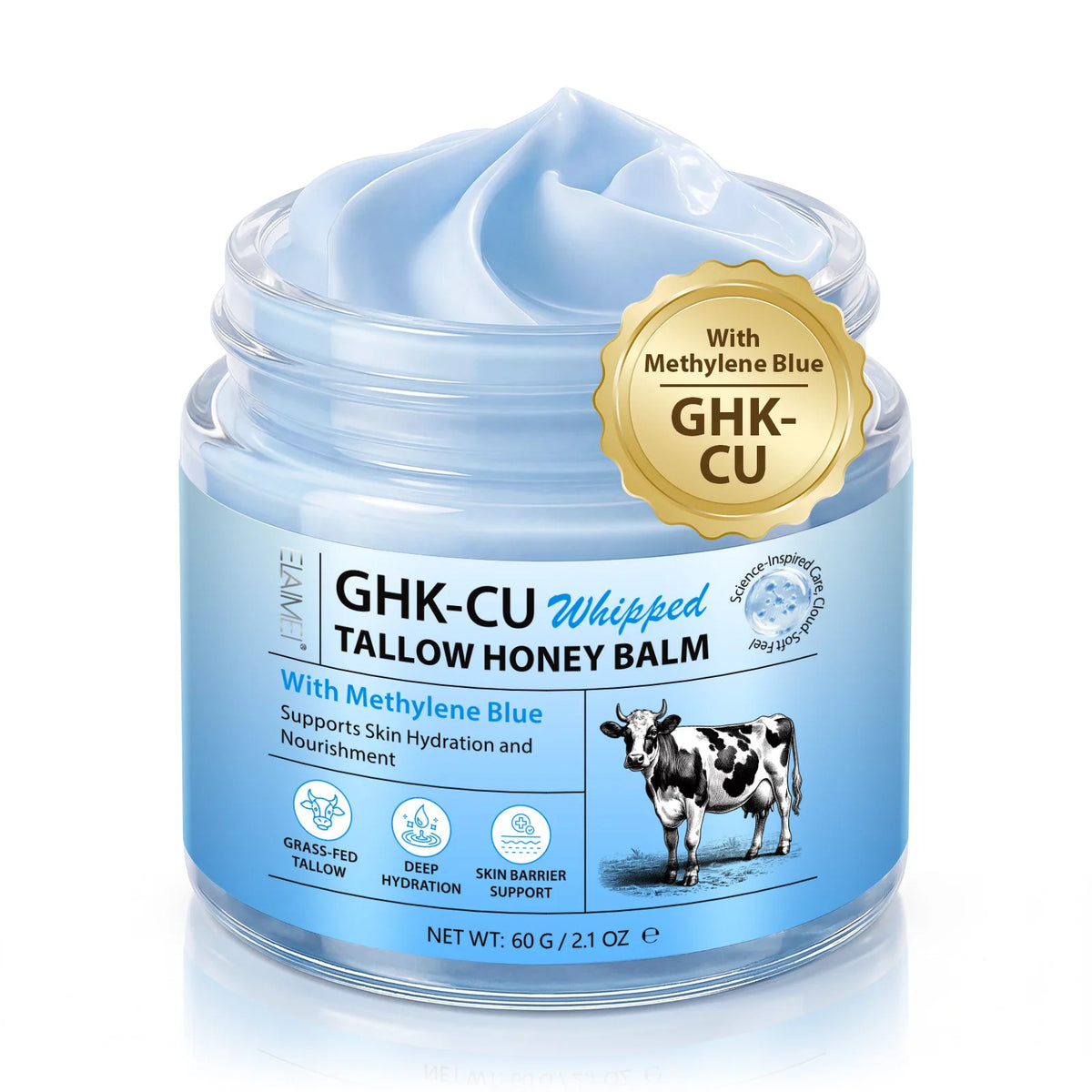 Copper Peptides Beef Tallow for Skin,GHK-Cu Peptide Tallow and Honey Balm for Face Body Moisturizer Cream Safe for Dry Sensitive