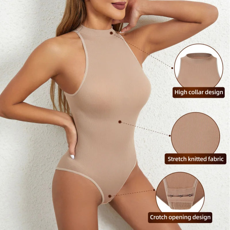 Buttoned High Elastic Skin-Friendly Waist-Cinching Body Shaping Strap Tight-Fitting Women Tummy Control One-Piece Bodysuit