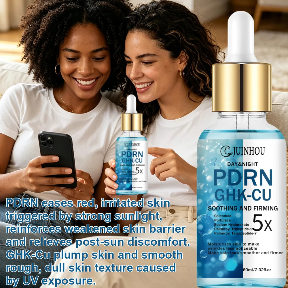 JUINHOU PDRN GHK-CU Copper Peptide Facial Serum Firming Dull Skin Fine Lines Hydrating Brightening Facial Essence For Daily Face