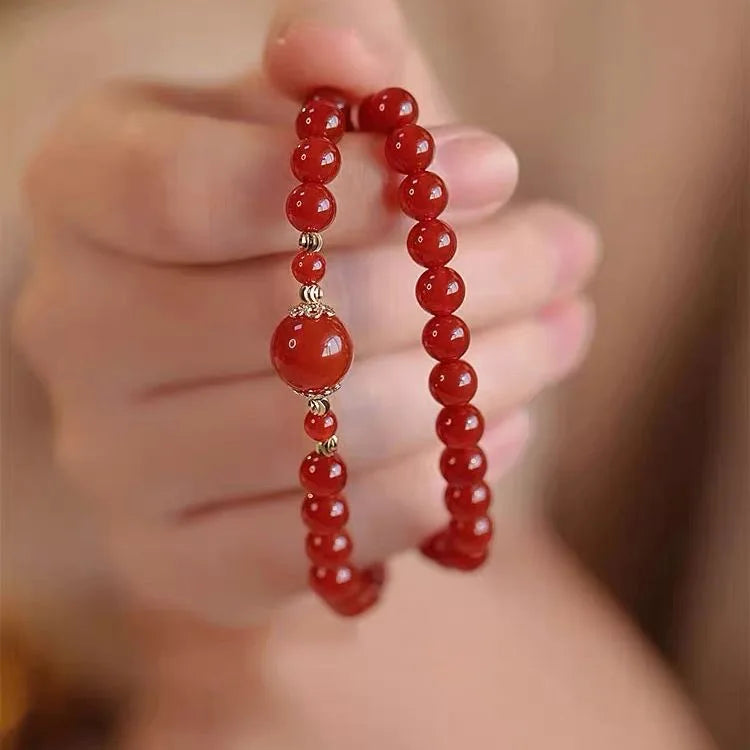 Red Natural Jade Beads Double-layer Bracelet Fashion Agate Gemstone Vintage Real Jewelry Accessories Talismans Gifts for Women