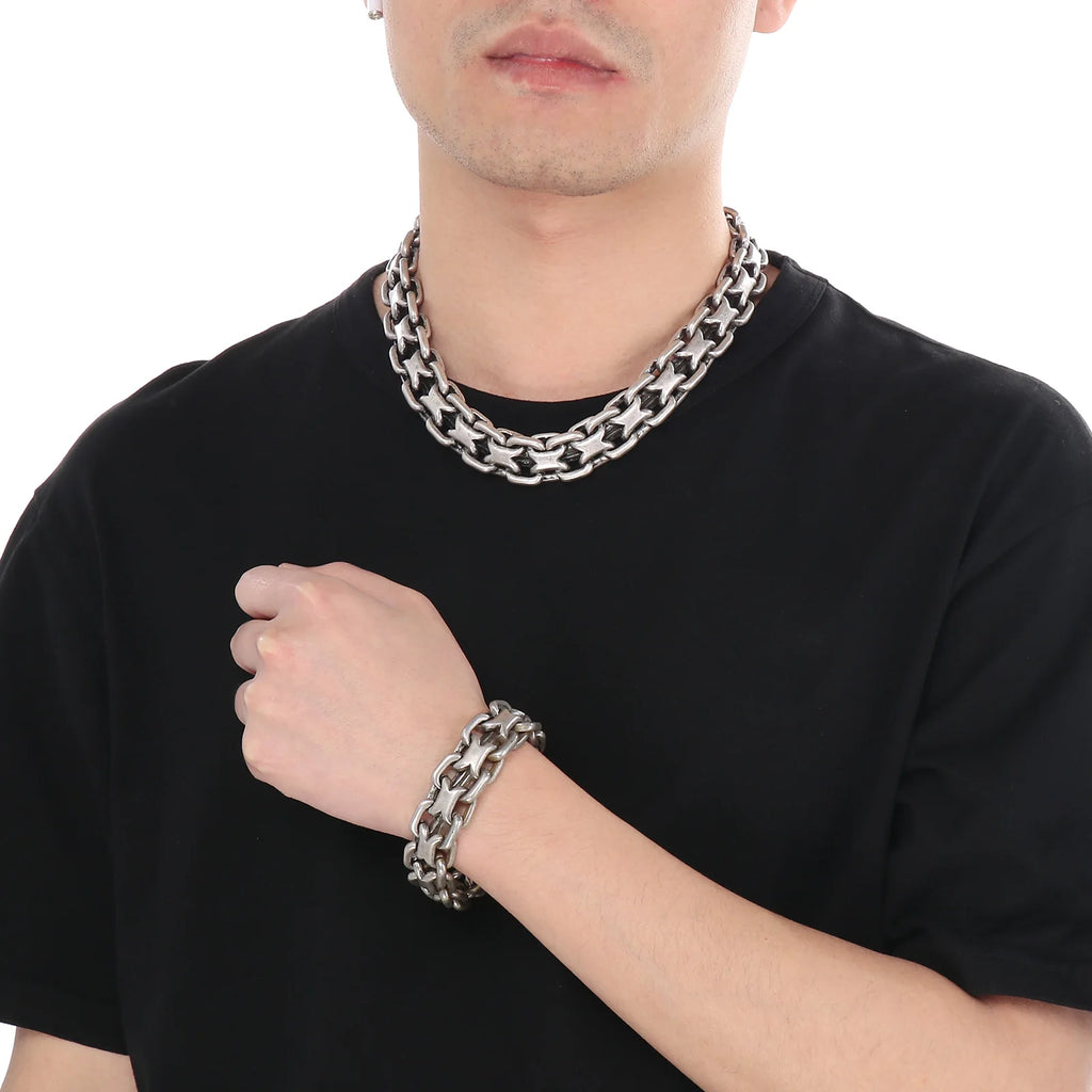 20mm Vintage Cast Handmade Chain Bracelet & Necklace For Men - Stainless Steel 316L - KS216369-KJX