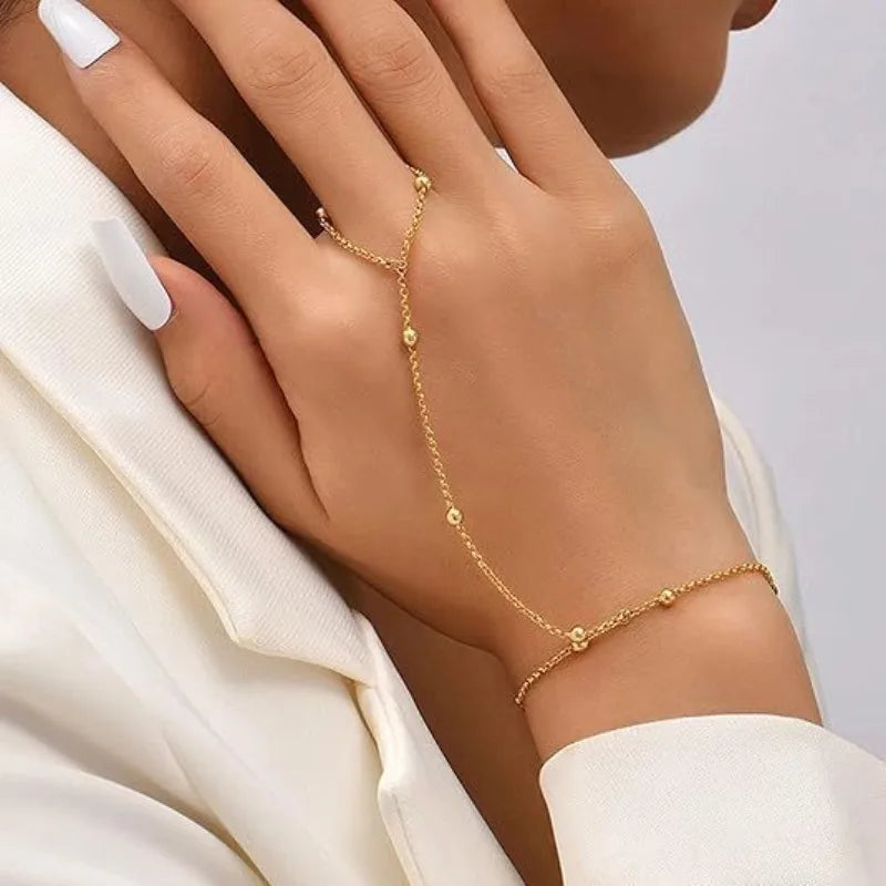 Unique Gold Silver Finger Chain Women’s Trendy Minimalist Delicate Knuckle Chain Jewelry