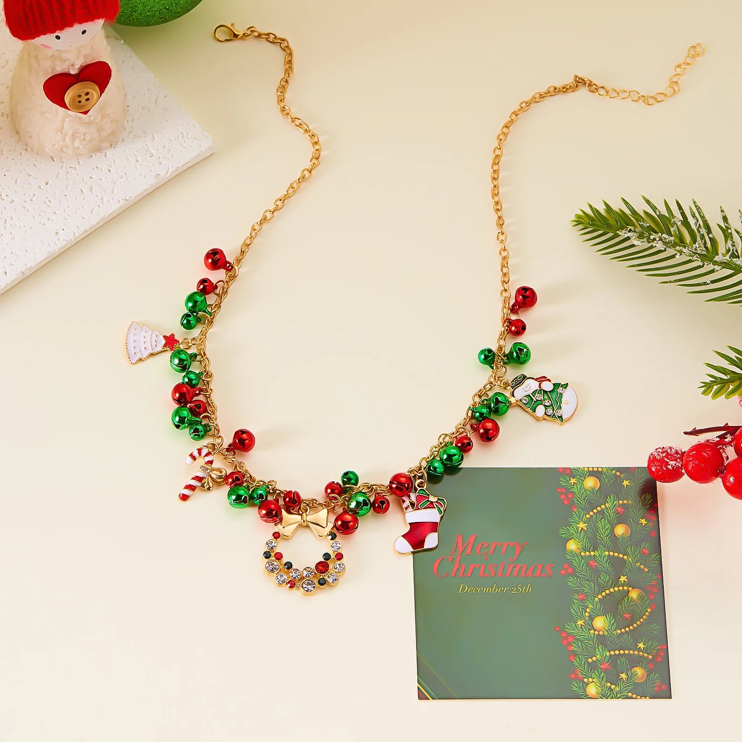 Christmas Necklace Snowman Bow Pendant Necklace Party New Year Fashion Jewelry Gift Women Girl