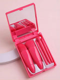 5 PCs Cosmetic Brush Portable Makeup Brush Travel With Mirror Box Makeup Set Brush Loose Brush Blush Brush Eyeshadow Brush