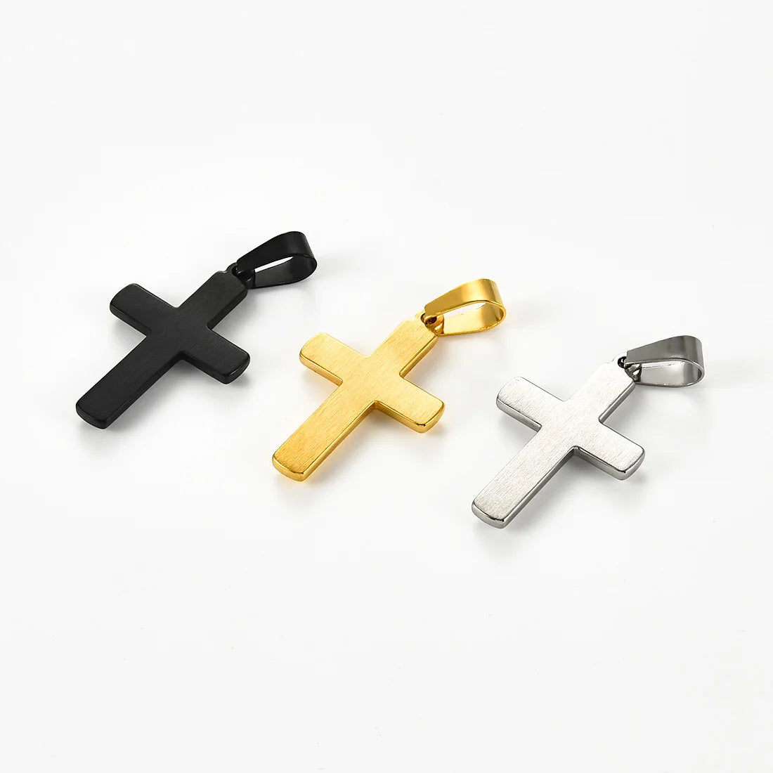 Simple Christian Stainless Steel Cross Pendant For Chain Necklace Women Men Minimalist Prayer Choker DIY Jewelry Accessories