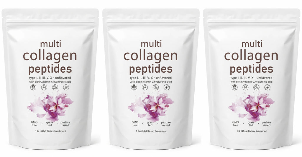 Multi Collagen Peptides Powder 454g Unflavored Collagen Blend with Vitamin C Biotin Hyaluronic Acid Skin Hair Nails Support