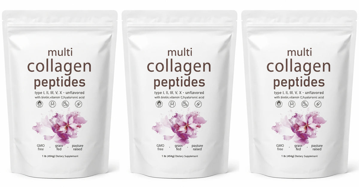 Multi Collagen Peptides Powder 454g Unflavored Collagen Blend with Vitamin C Biotin Hyaluronic Acid Skin Hair Nails Support
