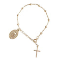 Adjustable Beaded Bracelet Virgin Mary Cross European Style Minimalist Charm Jewelry Women