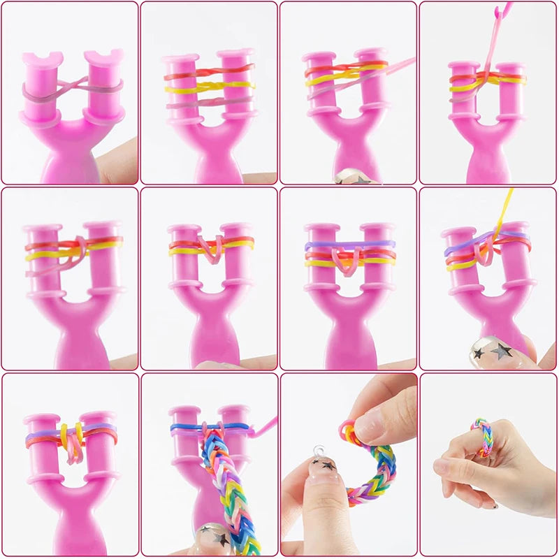 Rope Weaving Kit with Cute Storage Box Handicrafts Friendship Bracelet Making Rubber Band DIY Material Pack Loom Bands Kit TMZ