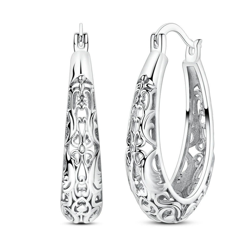 Hot Sale 925 Silver Hoop Earring For Woman Openwork Fine Jewelry Lady Girls