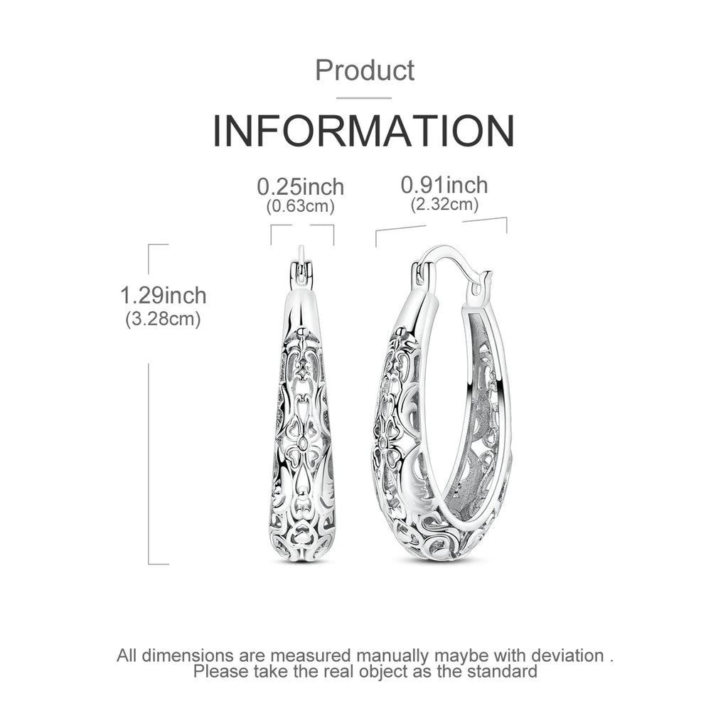 Hot Sale 925 Silver Hoop Earring For Woman Openwork Fine Jewelry Lady Girls