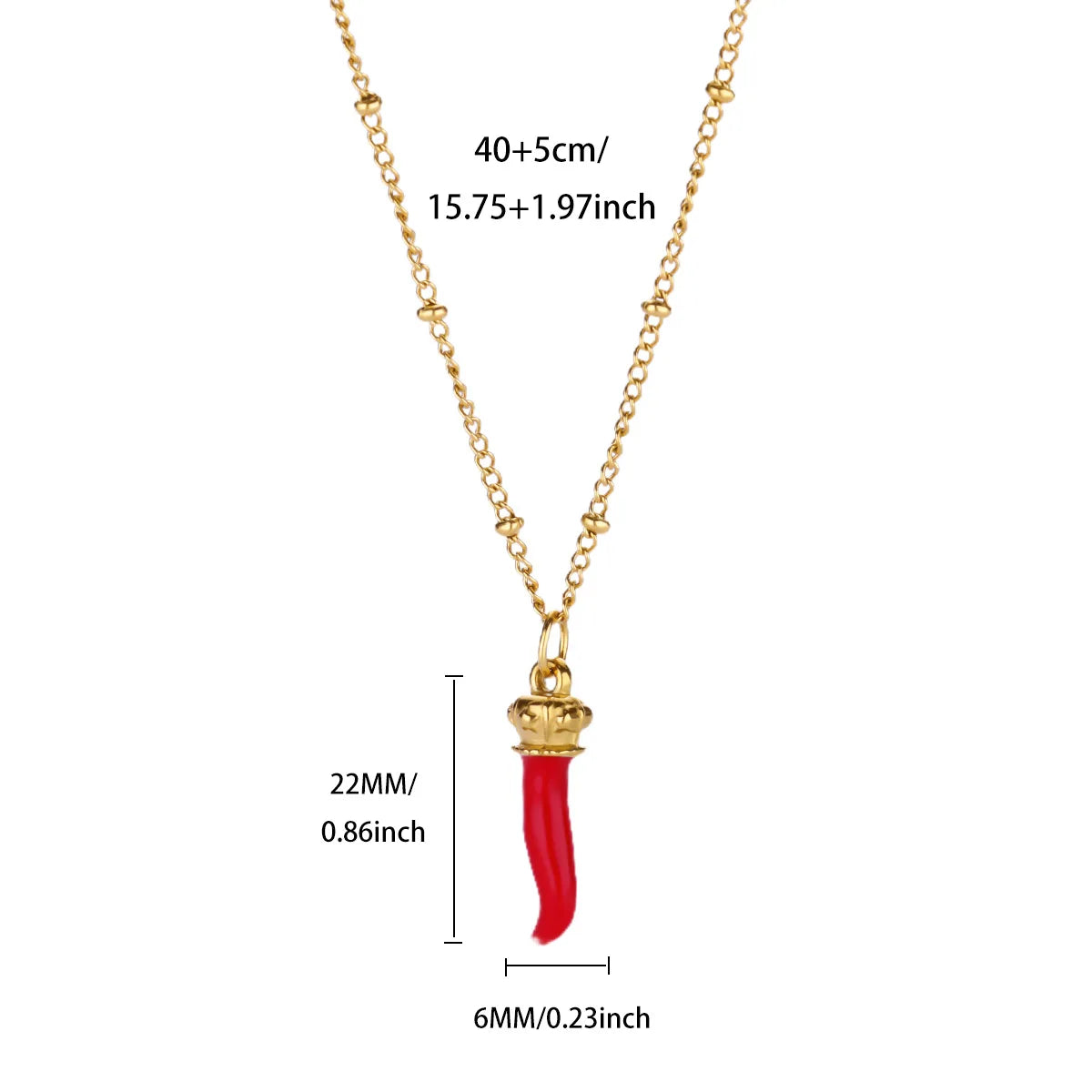 Free Shipping Vintage Chili Pendant Necklaces For Women Stainless Steel Chain Collar Necklace 2025 New Summer Beach Jewelry