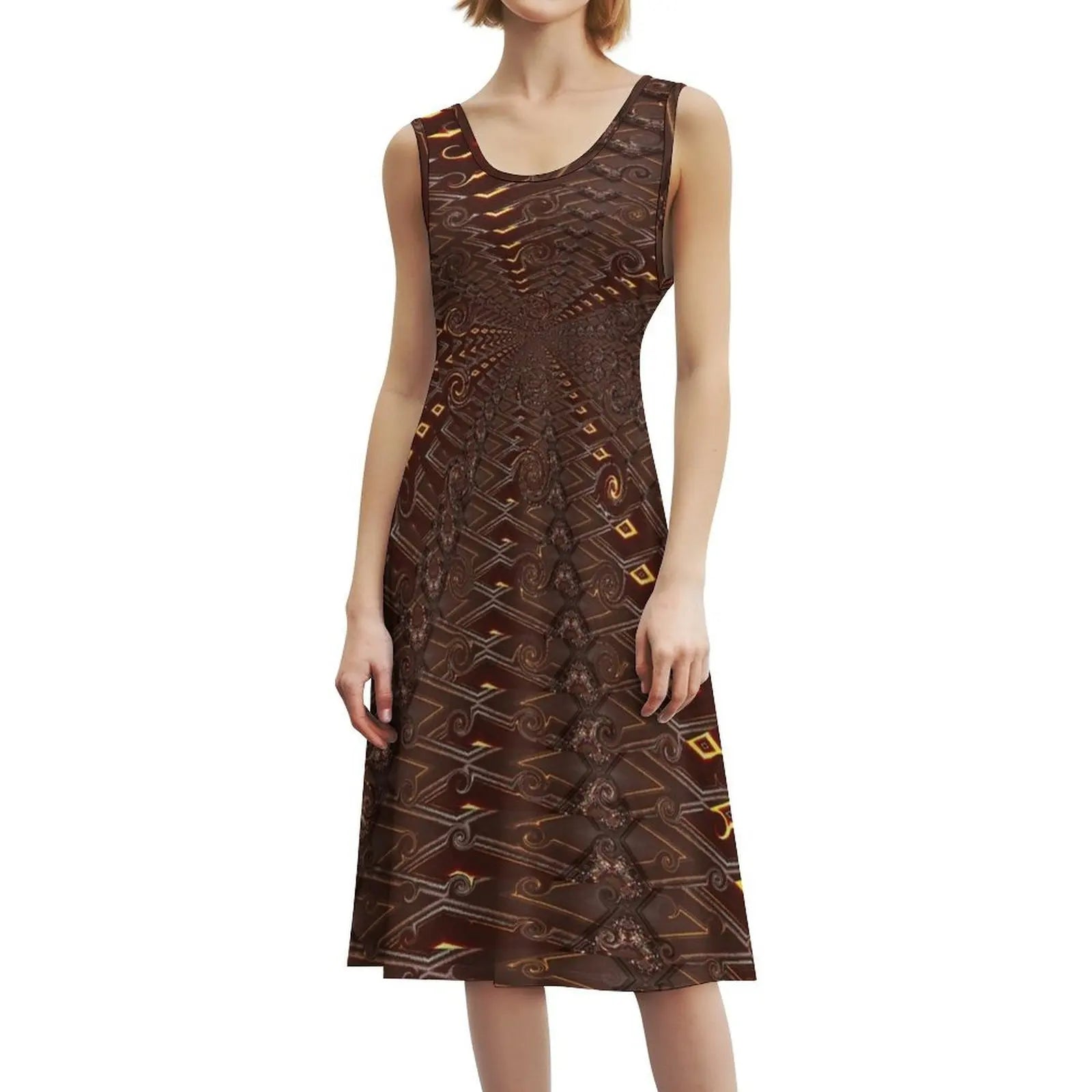 Traveling Through Time Women's Elegant Party Dress A-Line Dress With Short/Long/Sleeveless Options Time Travel Digital Process