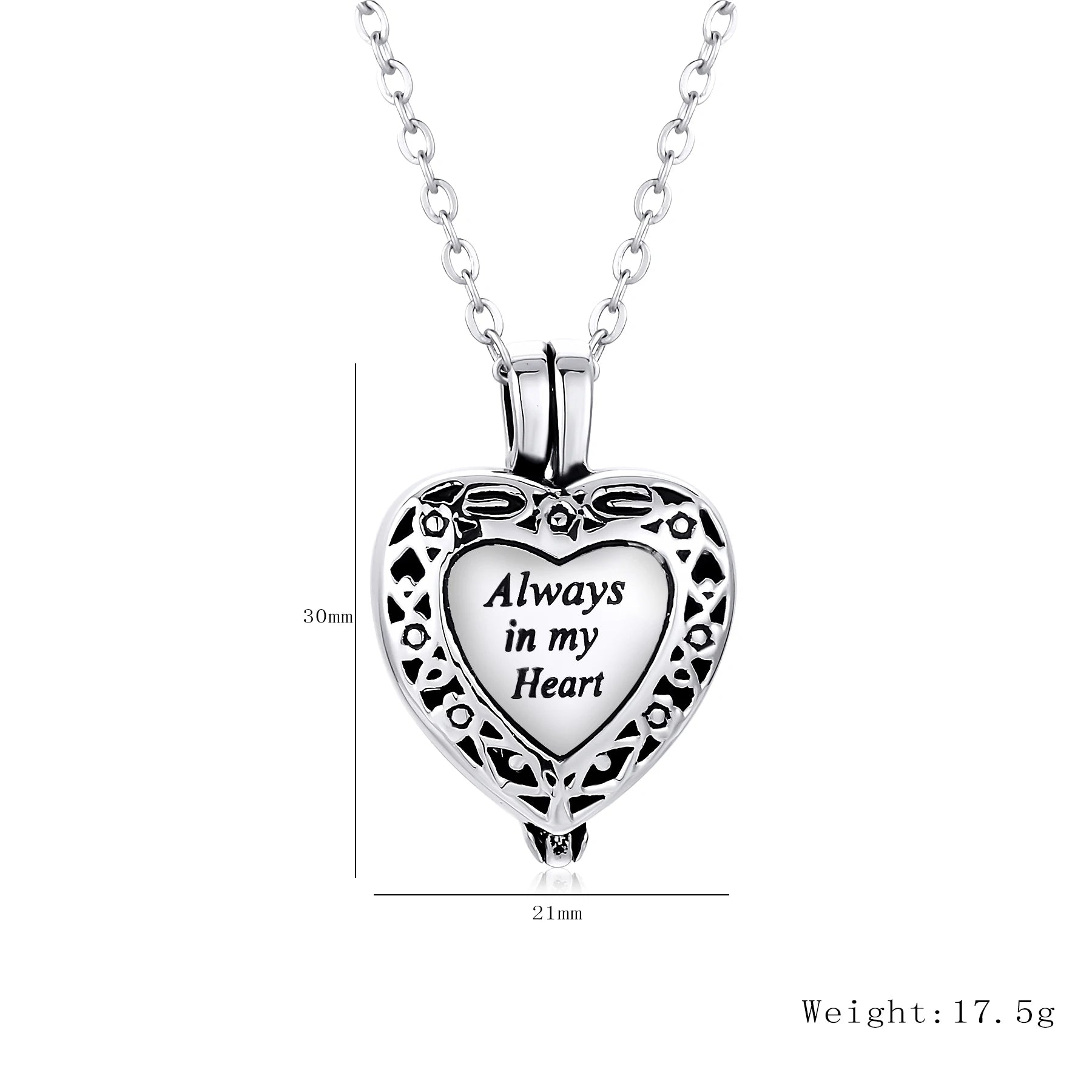 Always in My Heart Cremation Jewelry Stainless Steel Urn Necklace for Ashes Locket Memorial  Keepsake Pendant