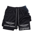 New Summer Aston Martin Men Women Double-layer Sports Shorts Fashion Printing Cool Ventilate Swim Trunks Leisure Half Pants