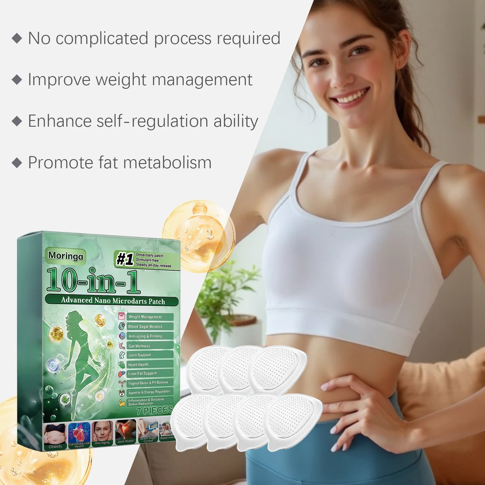 10in1 Moringa Microdart Patch Nano Technology Body Wellness Sticker Natural Herbal Extract Support Skin Firming Vitality Care