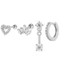 4PCS Stainless Steel Circle Huggie Hoop Earrings Set for Women Gold Color Unique Zircon Flower Stud Earring Piercing Jewelry