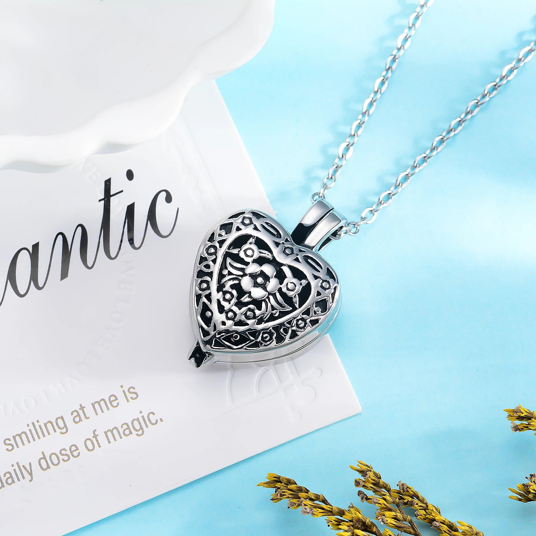 Always in My Heart Cremation Jewelry Stainless Steel Urn Necklace for Ashes Locket Memorial  Keepsake Pendant