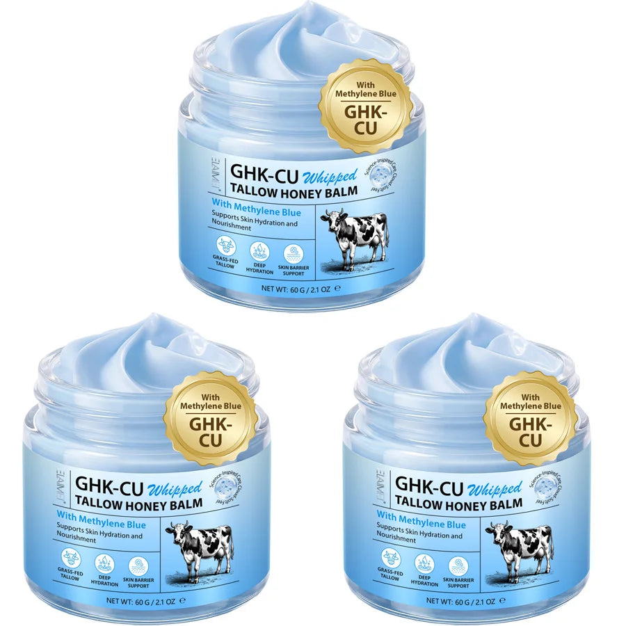 Copper Peptides Beef Tallow for Skin,GHK-Cu Peptide Tallow and Honey Balm for Face Body Moisturizer Cream Safe for Dry Sensitive