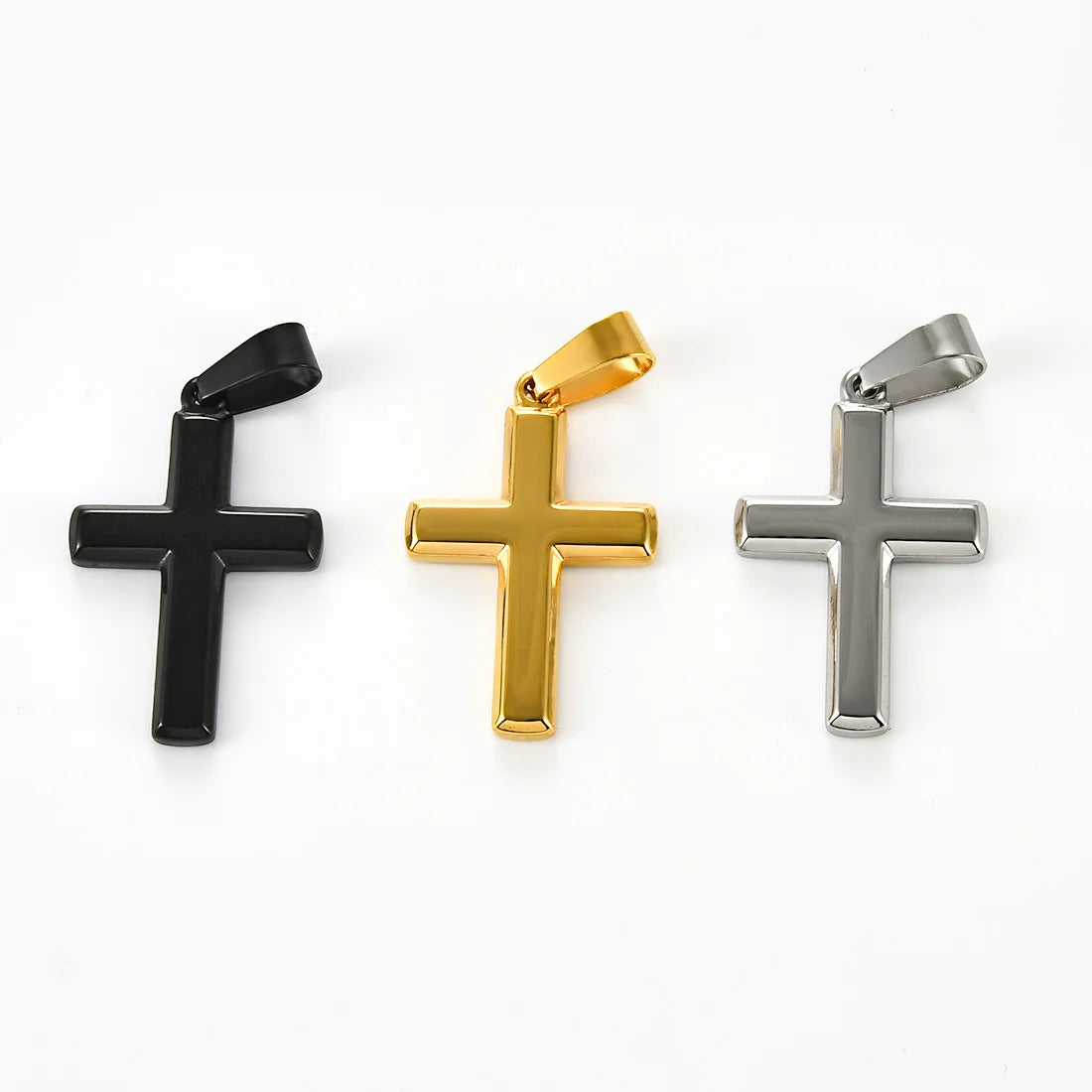 Simple Christian Stainless Steel Cross Pendant For Chain Necklace Women Men Minimalist Prayer Choker DIY Jewelry Accessories