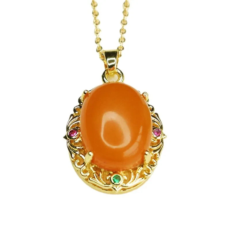 Natural Amber Full Honey Old Beeswax Necklace Pendant Jewelry Fashion Versatile