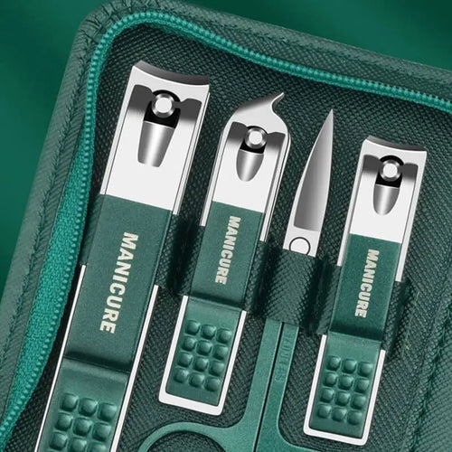 6-9 Pcs Manicure Set With Leather Case Professional Foot And Face Care Tool Kits Stainless Steel Nail Clipper Sets Gift