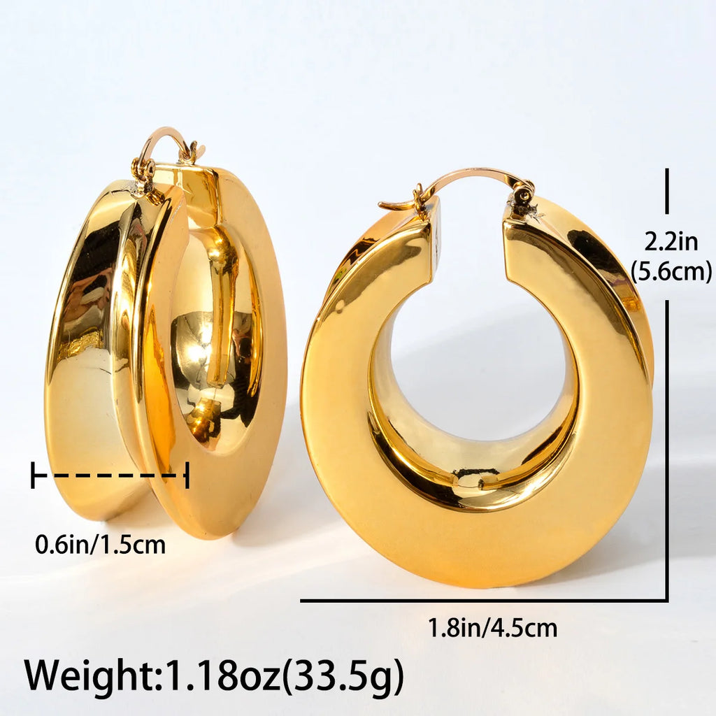 Dubai Smooth Chunky Big Earrings Exaggerated Statements Luxury Large Ear Jewelry For African Wedding Party  Bridal Gifts