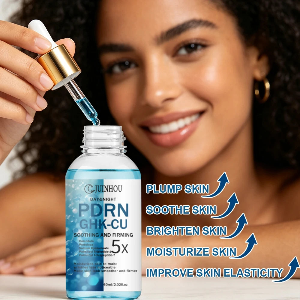JUINHOU PDRN GHK-CU Copper Peptide Facial Serum Firming Dull Skin Fine Lines Hydrating Brightening Facial Essence For Daily Face
