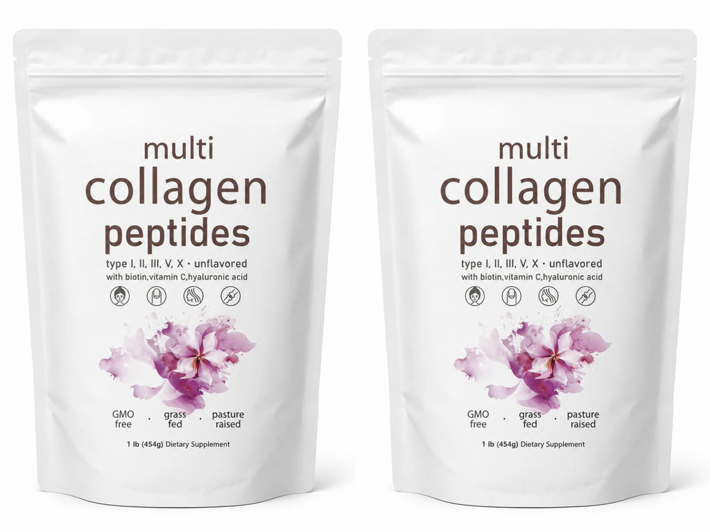 Multi Collagen Peptides Powder 454g Unflavored Collagen Blend with Vitamin C Biotin Hyaluronic Acid Skin Hair Nails Support