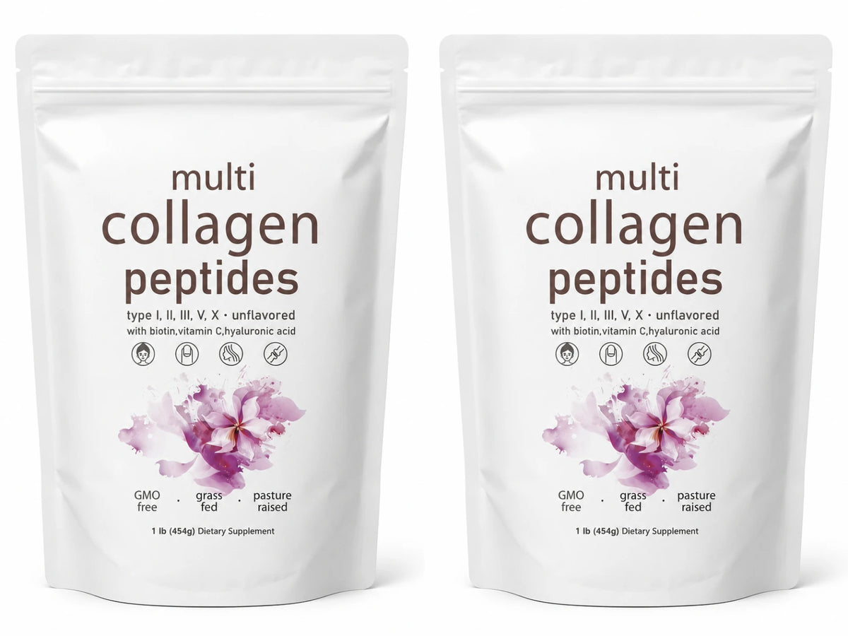 Multi Collagen Peptides Powder 454g Unflavored Collagen Blend with Vitamin C Biotin Hyaluronic Acid Skin Hair Nails Support