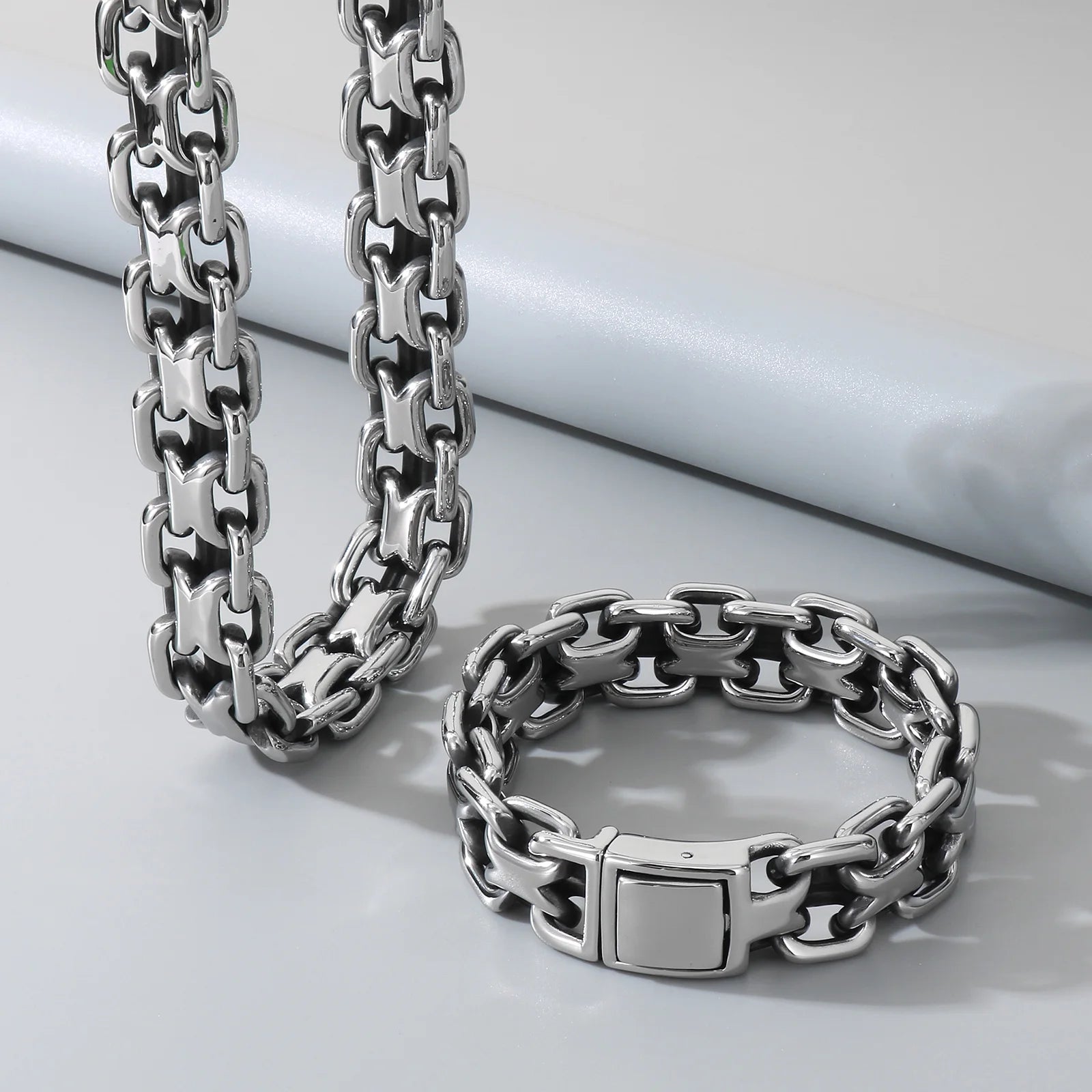 20mm Vintage Cast Handmade Chain Bracelet & Necklace For Men - Stainless Steel 316L - KS216369-KJX
