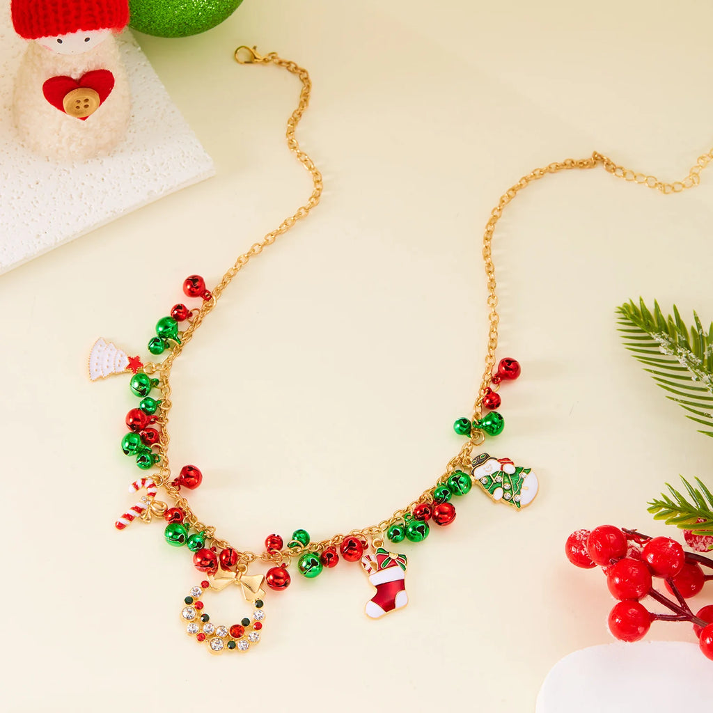 Christmas Necklace Snowman Bow Pendant Necklace Party New Year Fashion Jewelry Gift Women Girl