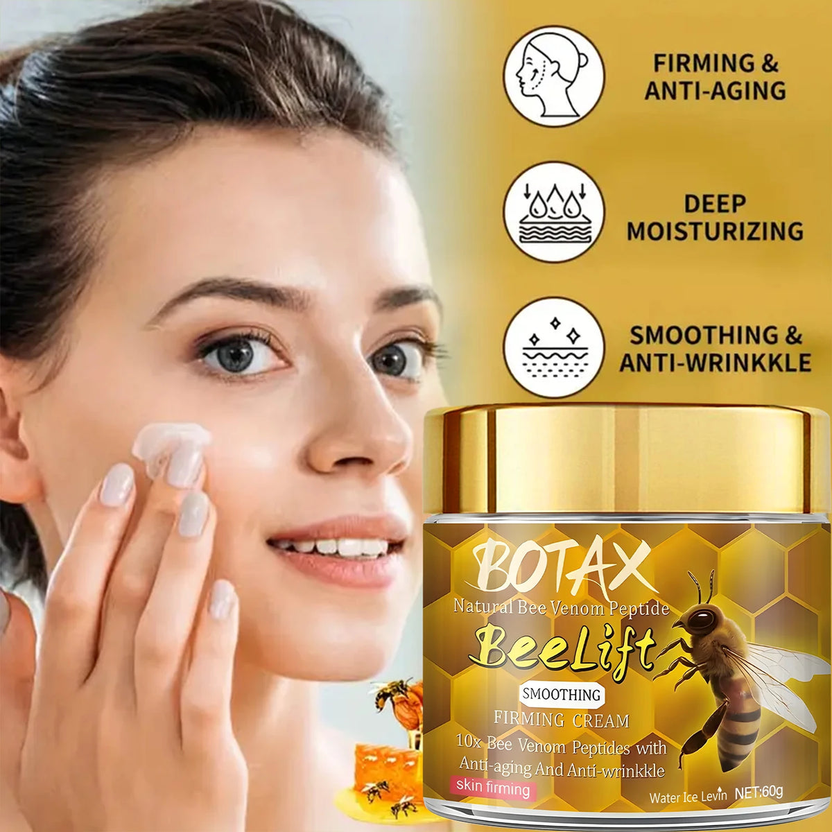 Botax Natural Bee Venom Peptide Beelift Face Cream - 10x Anti-Aging & Smoothing Firming Cream with Retinol
