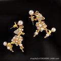 Pearl Puppy Earrings Fashion Animal Stud Earrings Jewelry Cute Gift for Girls