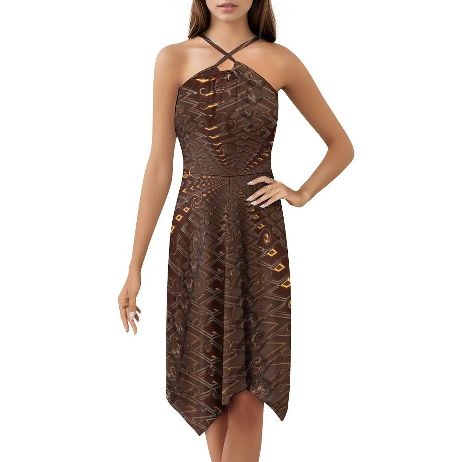 Traveling Through Time Women's Elegant Party Dress A-Line Dress With Short/Long/Sleeveless Options Time Travel Digital Process