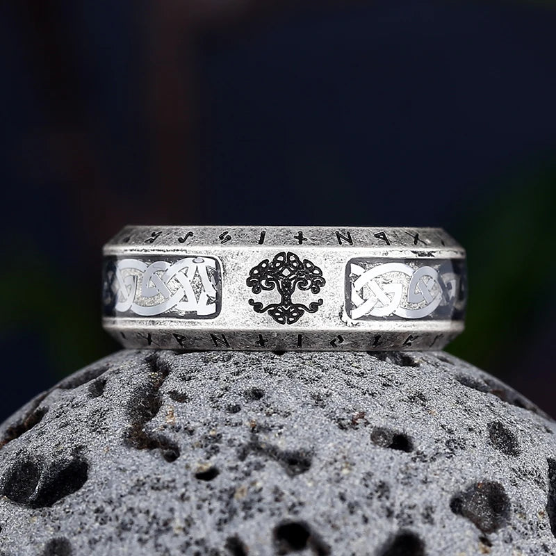 Nordic Tree Of life&Celtic Knot Rings For Men Women Stainless Steele Vintage Ring Punk Biker Amulet Viking  Jewelry Couple Gift