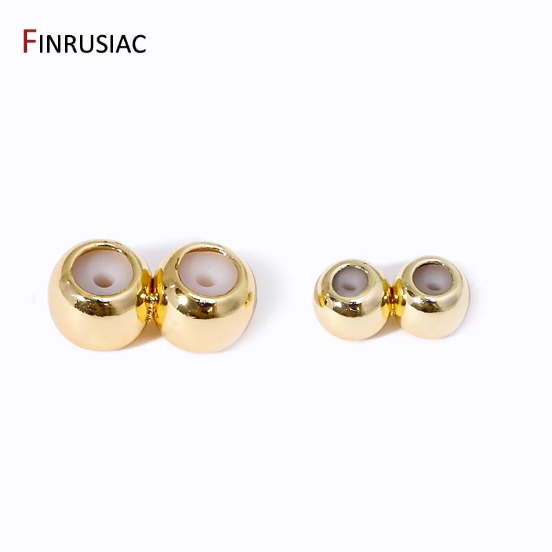 14K Gold Plated Brass Double Row Positioning Beads Silicone Adjustment Stopper Spacer Beads For DIY Jewelry Making Findings