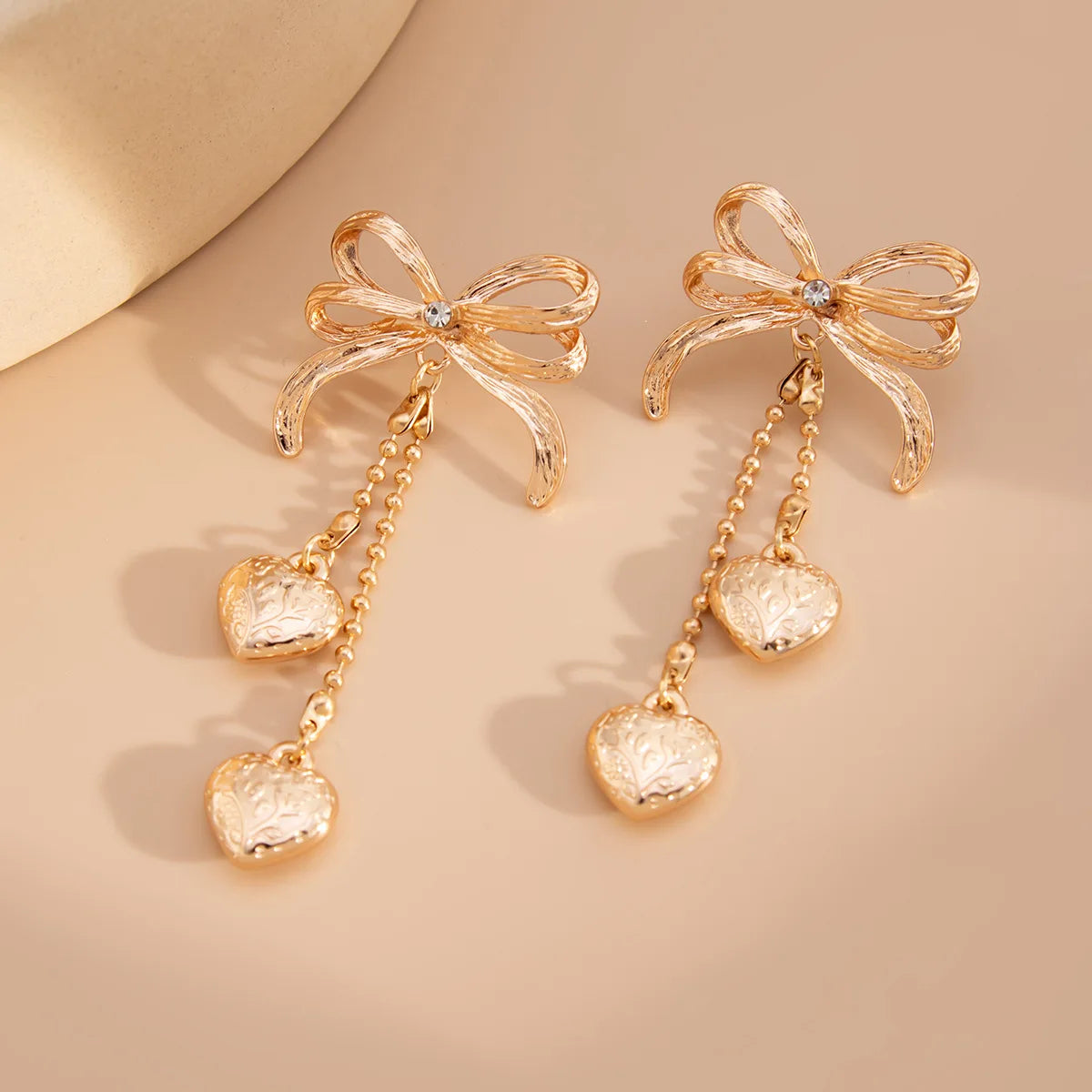 HUANZHI 25New Minimalist Gold-plated Silver Plated Butterfly Bow Tassel Bead Chain Heart Earrings for Women Girls Metal Jewelry