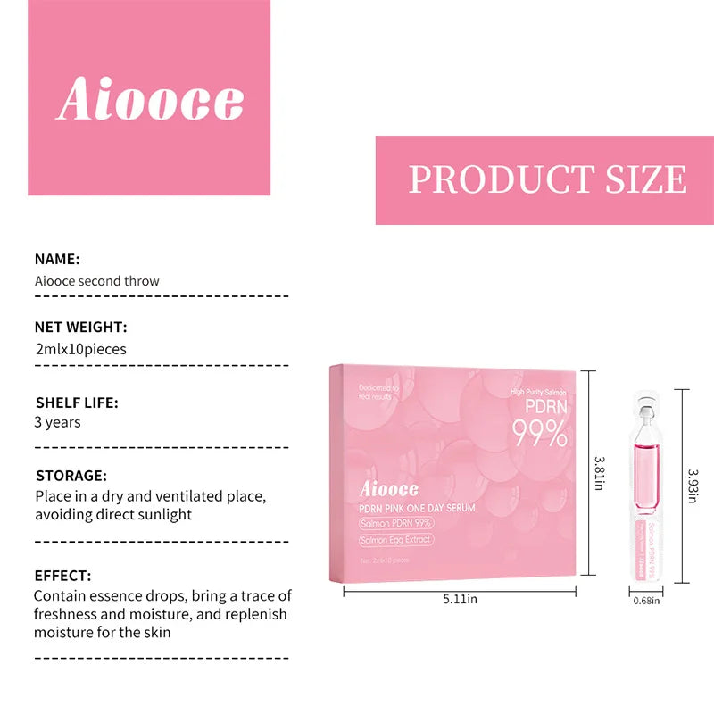 Salmon Serum Protein Peptide Essence 2ml X 10pcs Anti-aging, Wrinkle Repair, Hydrating & Brightening Face Collagen Booster Care