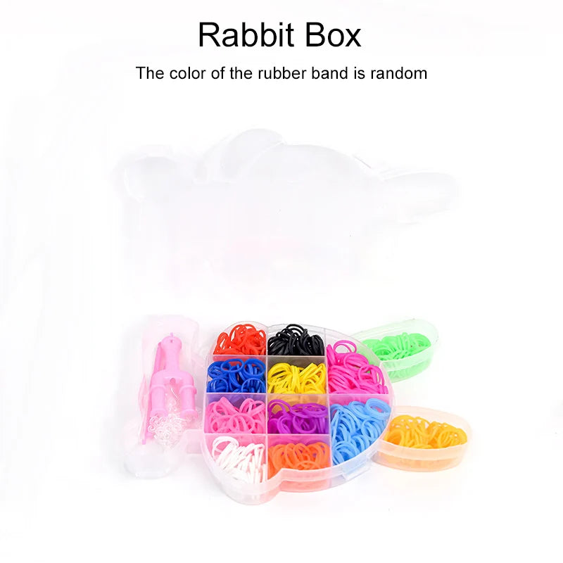 Rope Weaving Kit with Cute Storage Box Handicrafts Friendship Bracelet Making Rubber Band DIY Material Pack Loom Bands Kit TMZ
