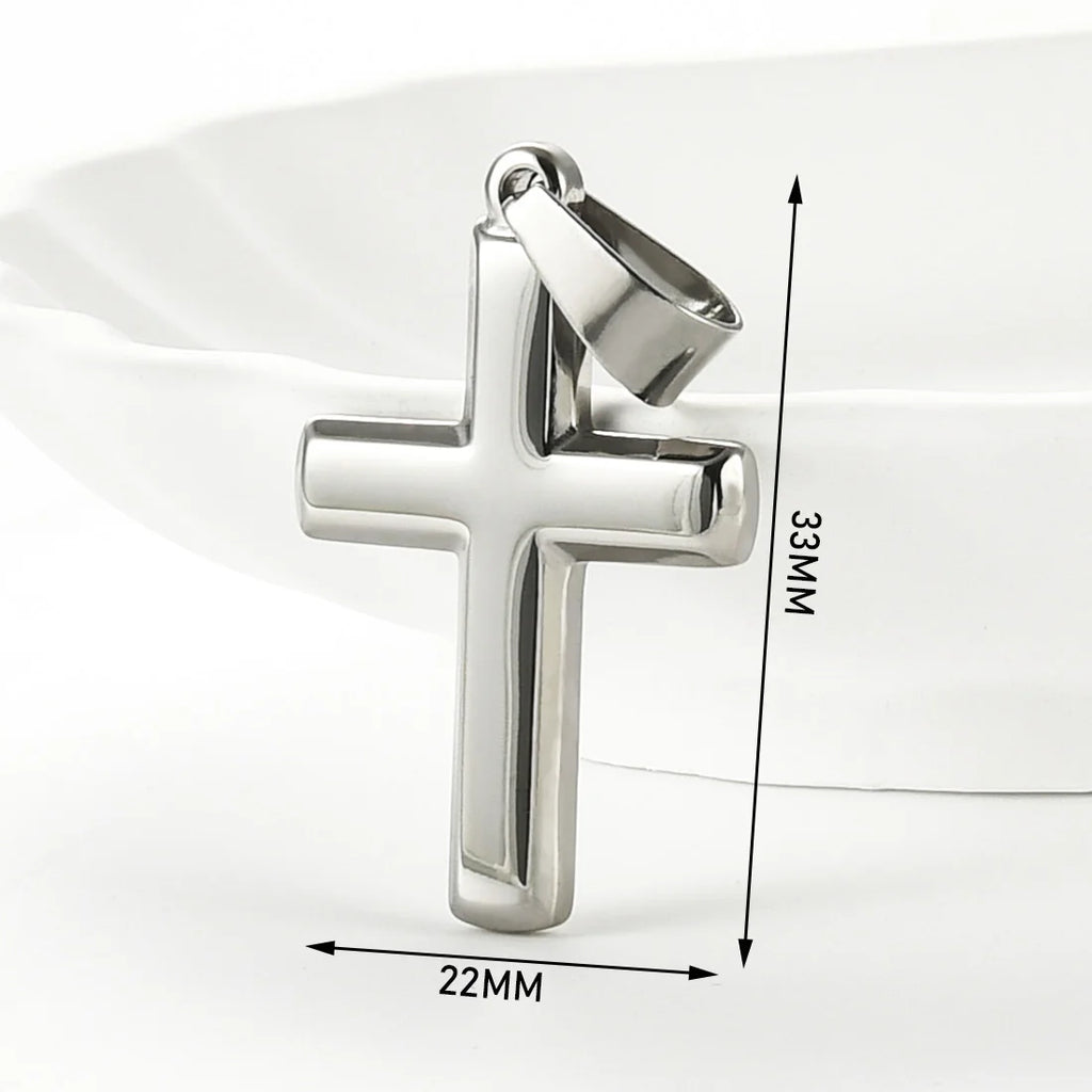 Simple Christian Stainless Steel Cross Pendant For Chain Necklace Women Men Minimalist Prayer Choker DIY Jewelry Accessories