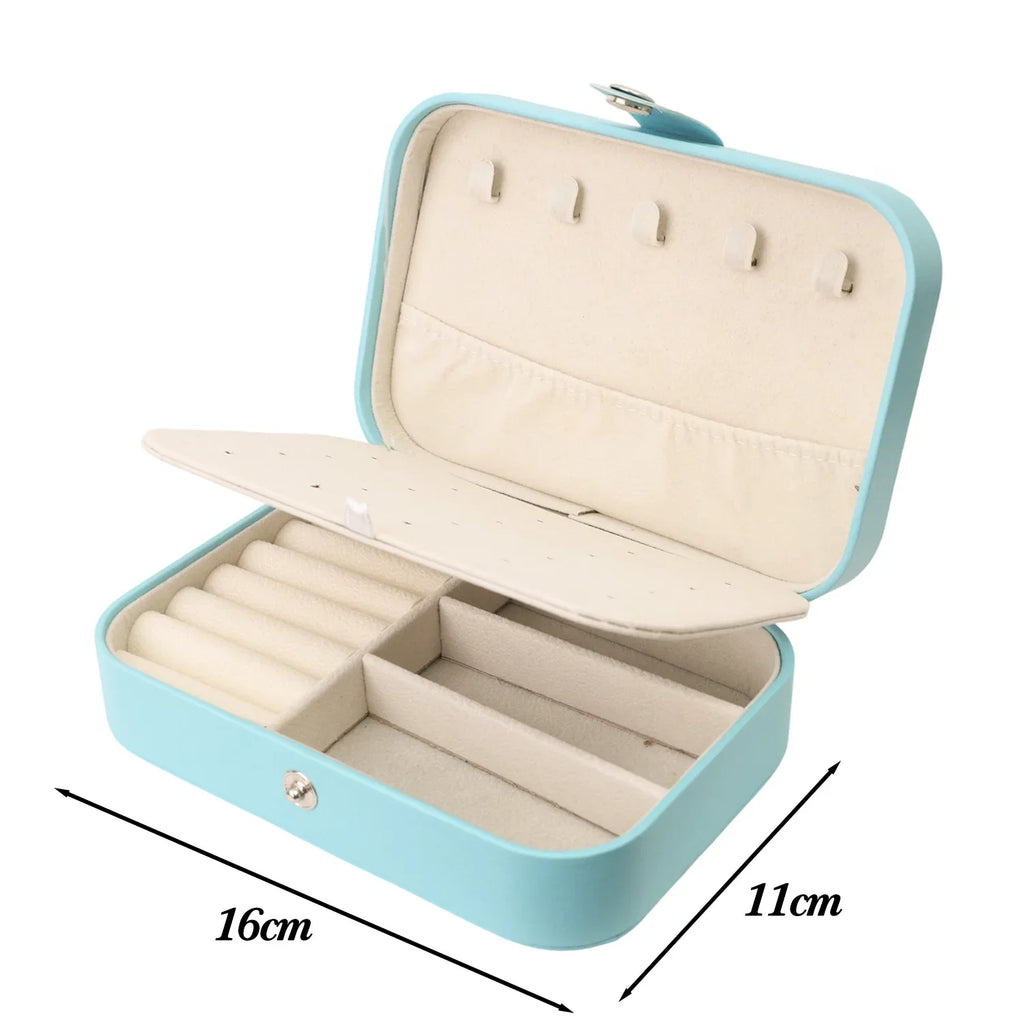 Portable Jewelry Storage Box Travel Organizer Jewelry Case Leather Storage Earrings Necklace Ring Jewelry Organizer Display Gift