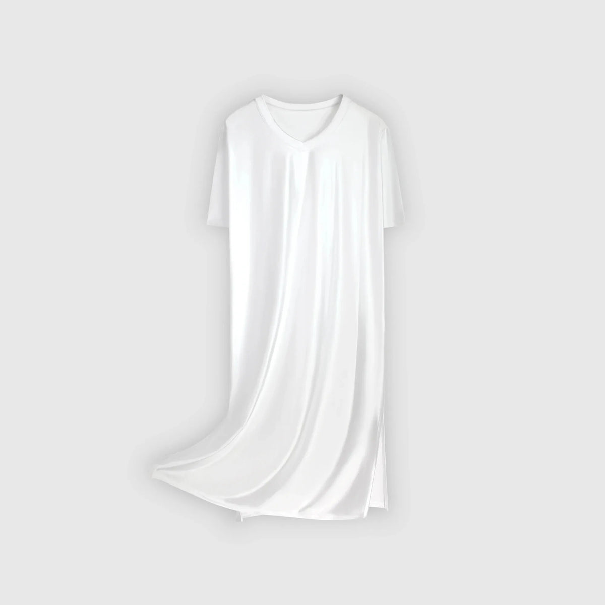 Women's Glossy Soft Silky Long Dress High Stretch V-neck Long Sleeve Loose Casual Nightgown Comfortable plus Size Home Wear