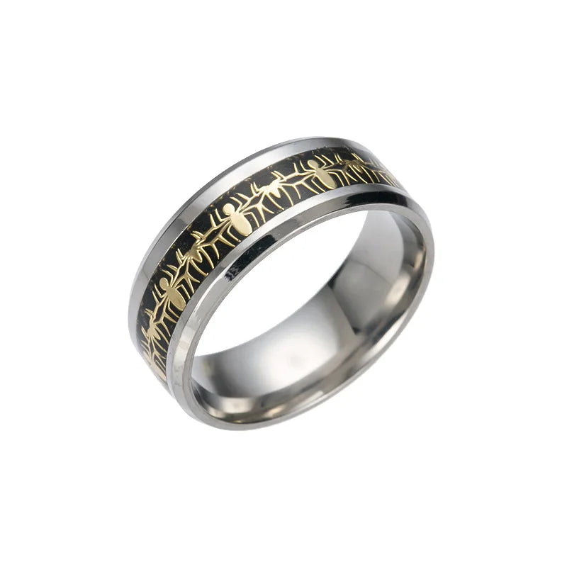 Stainless Steel Cool Spider Pattern Inlay Women Man Rings for Teens Boy Encourage Faith Gift Jewelry