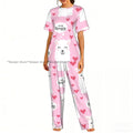 Women's 2-piece set You Are Llamazing Llama Pattern With Hearts Pajamas Short sleeved Top and Pants Sleepwear