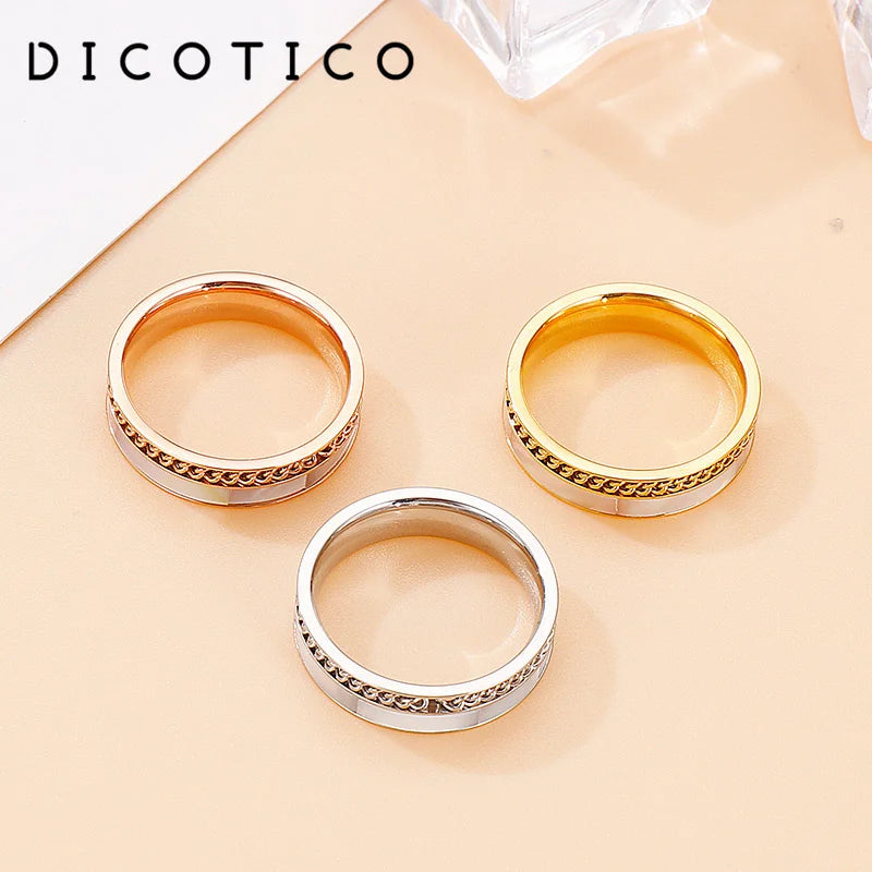 Fashion Double Layers Stainless Steel Rings For Women Tri-Colors Charm Shell Mujer Anillos Wedding Party Jewelry Gift 2025