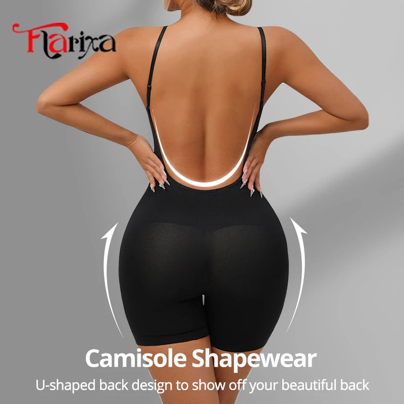 Flarixa New Low Back Shapewear Thigh Shaper Seamless Tummy Control Corset Full Body Shaper Backless Women Underwear Hip Lift