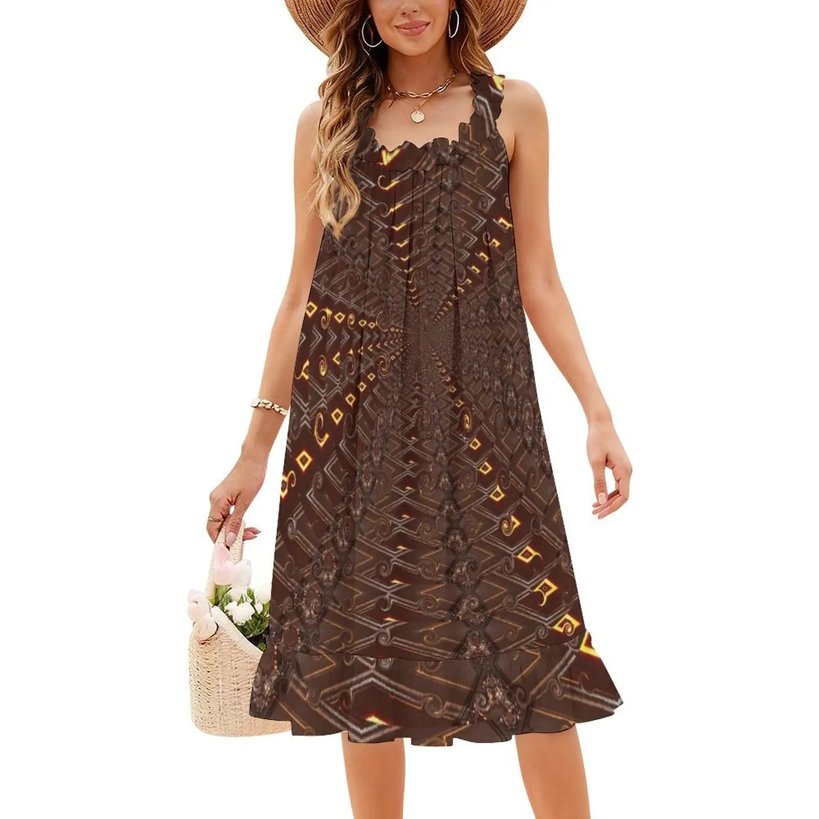 Traveling Through Time Women's Elegant Party Dress A-Line Dress With Short/Long/Sleeveless Options Time Travel Digital Process